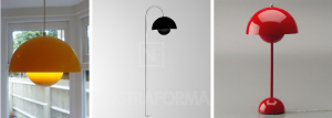 Le tre versioni della Flowerpot: lampada a sospensione, lampada da tavolo e da giardino.