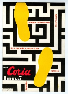  Manifesto per la campagna per le suole Coria Pirelli, del 1953 firmato Bruno Munari