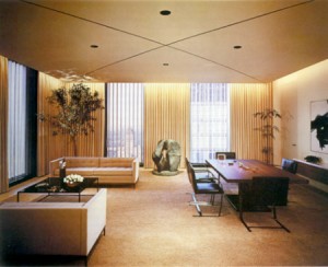 Florence Knoll Bassett  ha progettato gli interni di Frank Stanton, della Columbia Broadcasting System, Inc., ufficio, New York, NY (http://mimomito.wordpress.com)