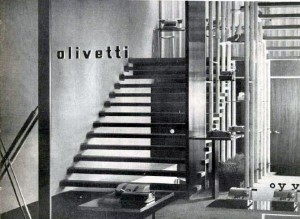 Interni dello showromm Olivetti disegnati da Annikki & Ilmari Tapiovaara